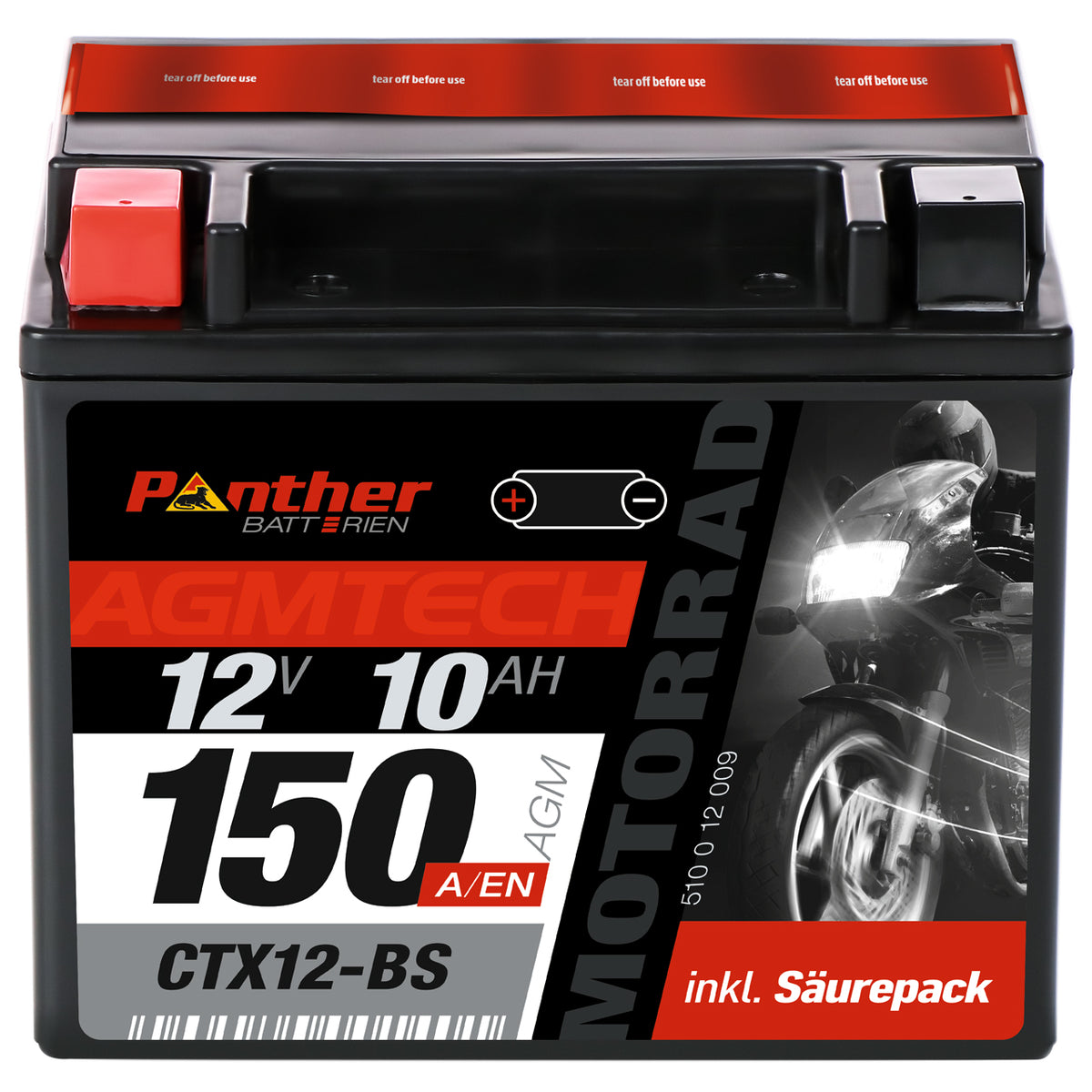 Panther AGM motor accu YTX12-BS/ CTX12-BS/ 51012