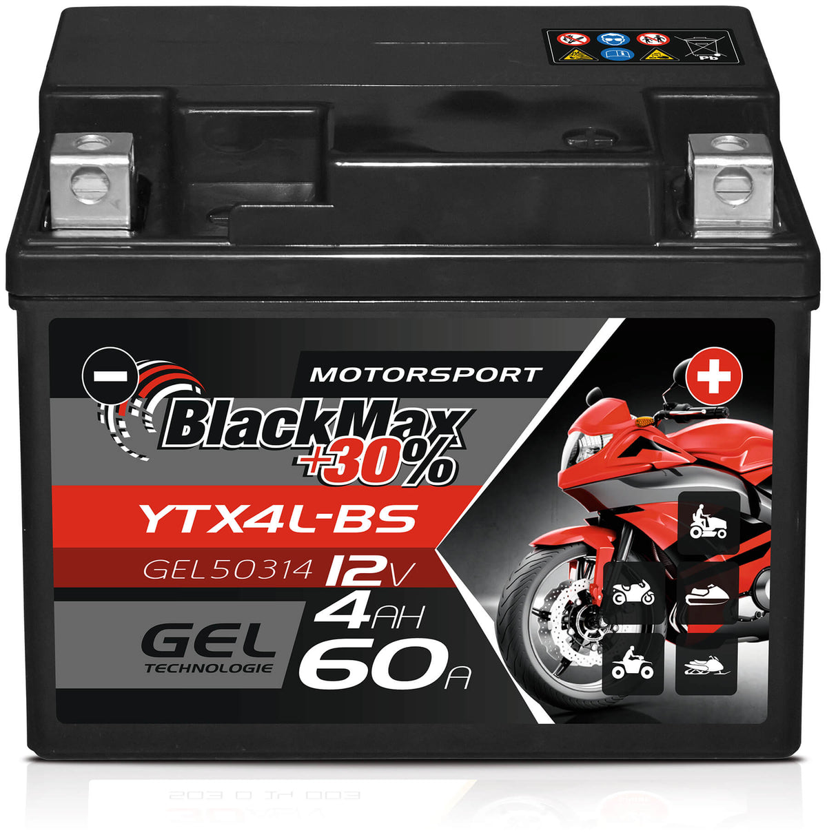 BlackMax GEL motor accu YTX4L-BS/ CTX4L-BS/ 50314