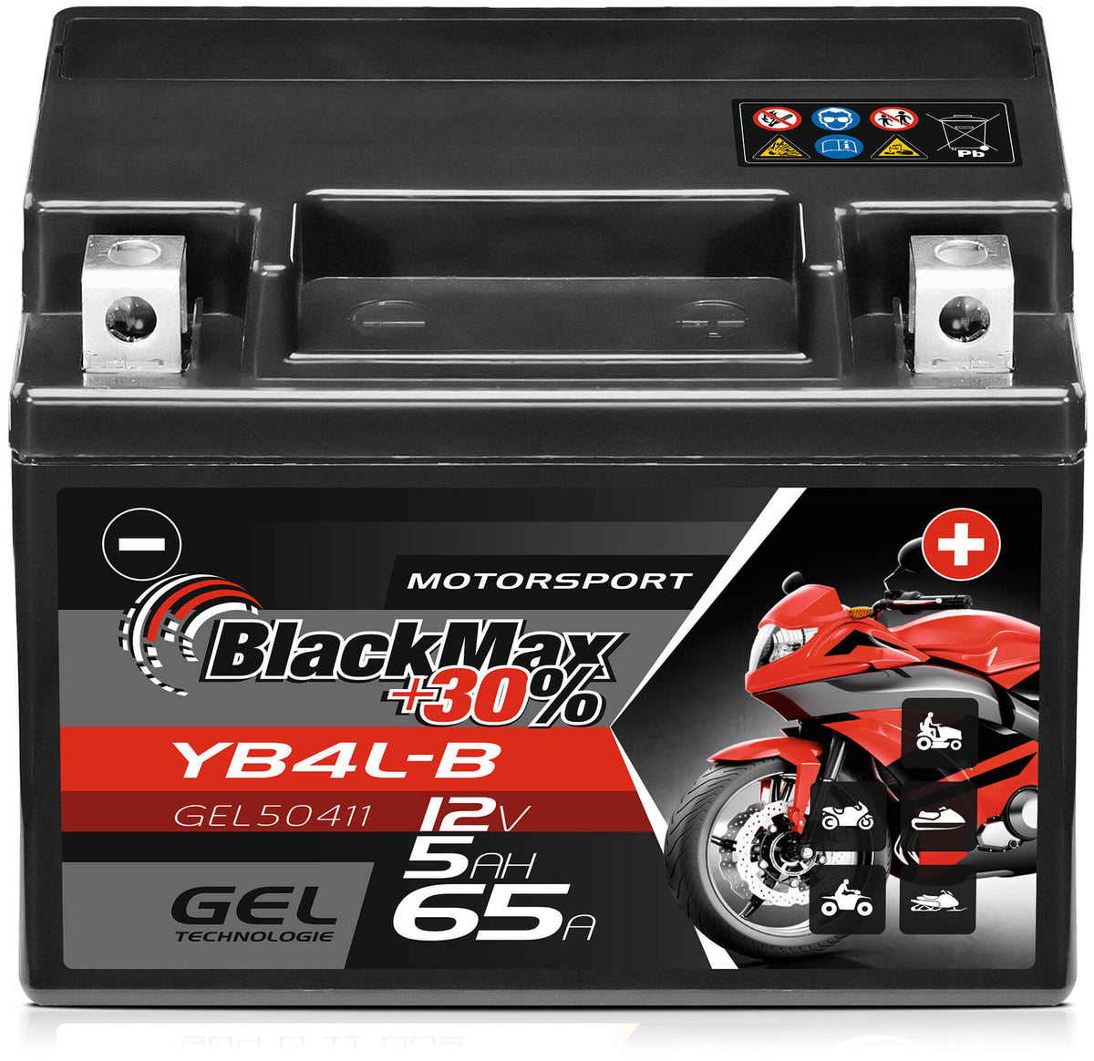 BlackMax GEL  Motor accu YB4L-B/ CB4L-B/ 50411