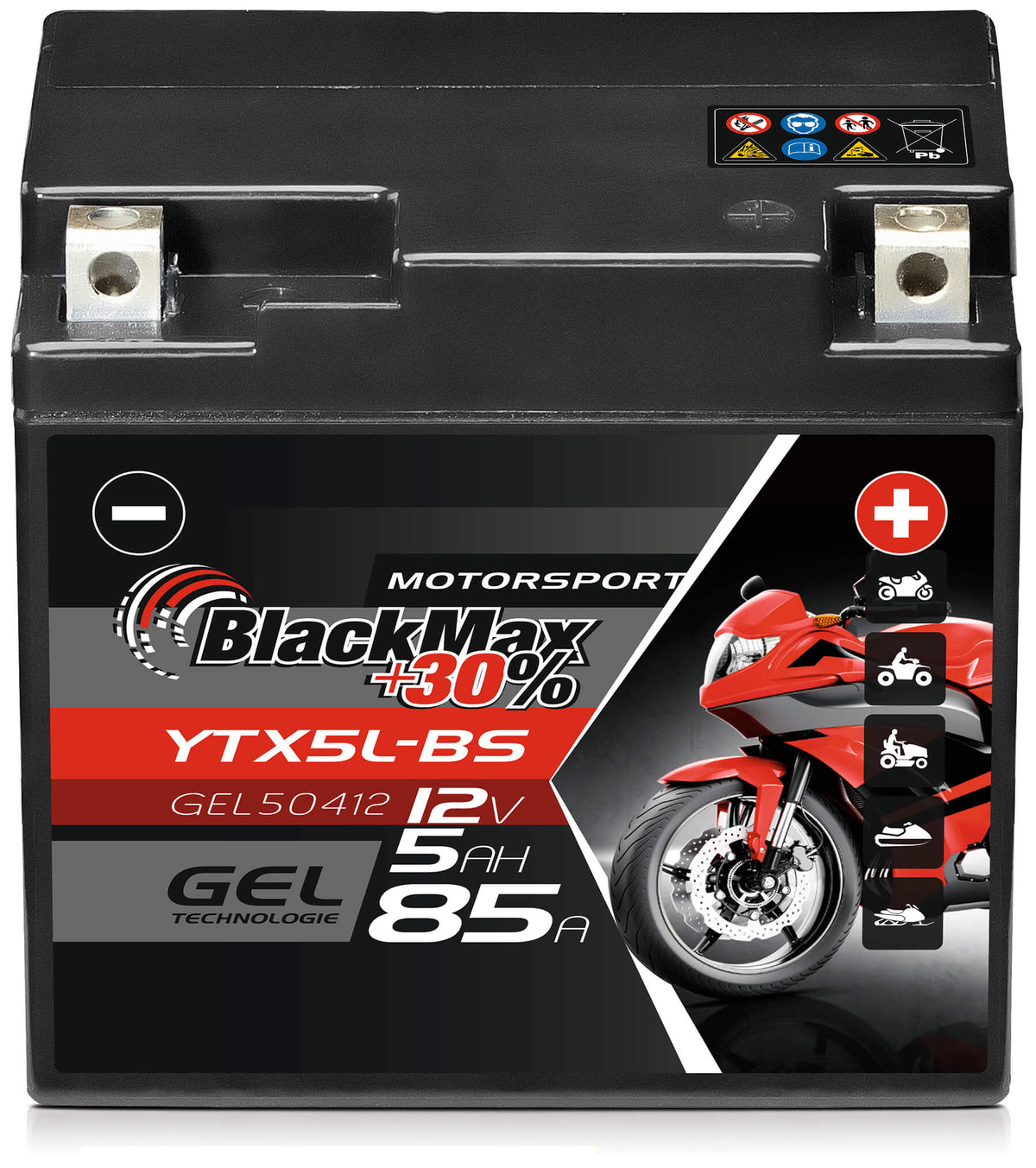 BlackMax GEL motor accu YTX5L-BS/ CTX5L-BS/ 50412