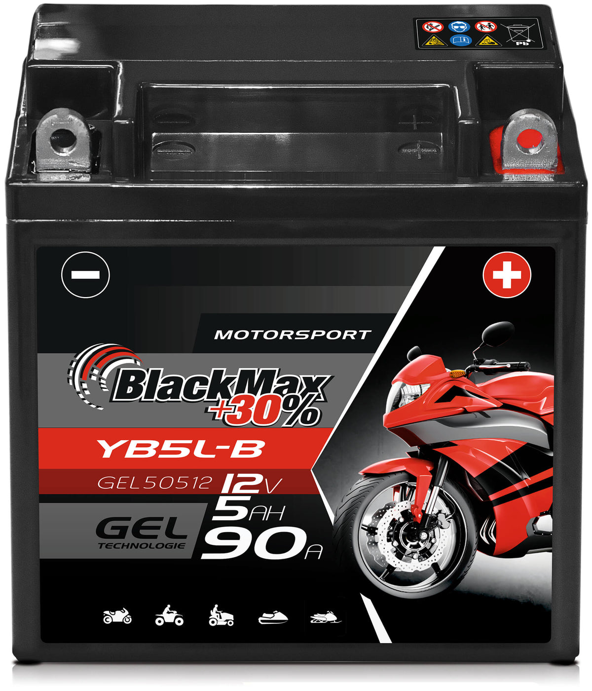 BlackMax GEL motor accu YB5L-B/ CB5L-B/ 50512