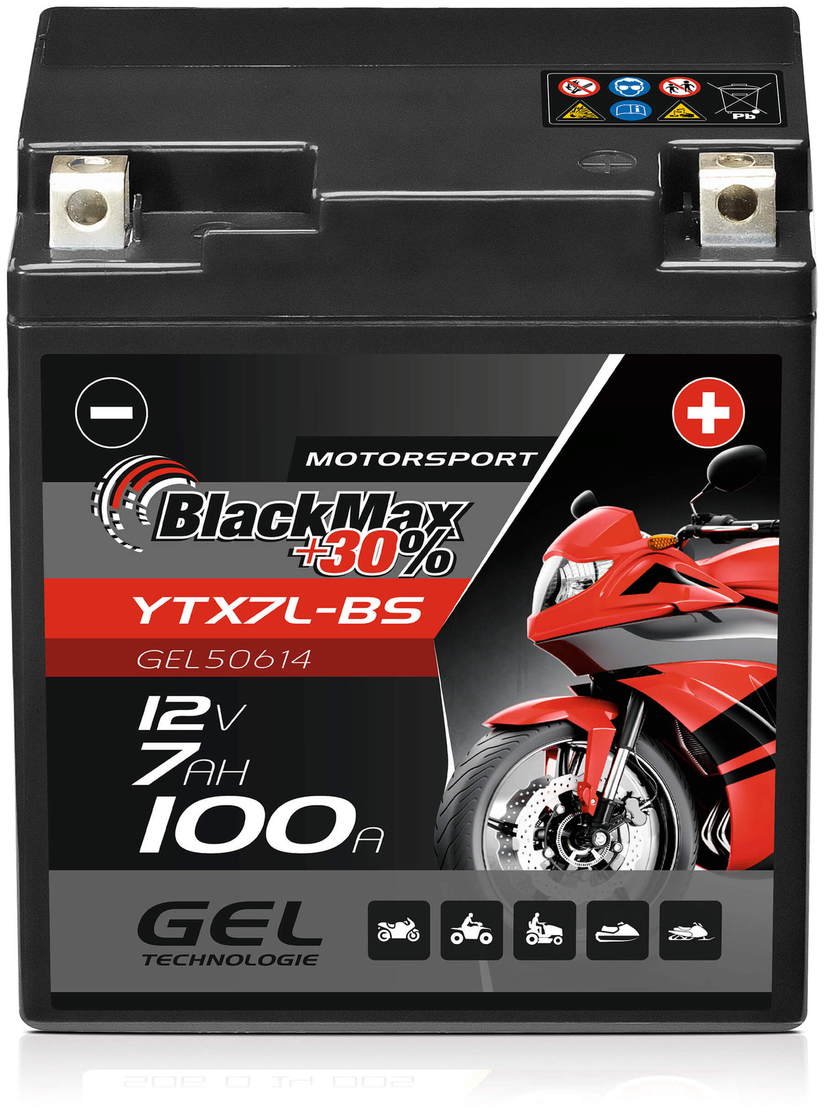 BlackMax GEL motor accu YTX7L-BS/ CTX7L-BS/ 50614