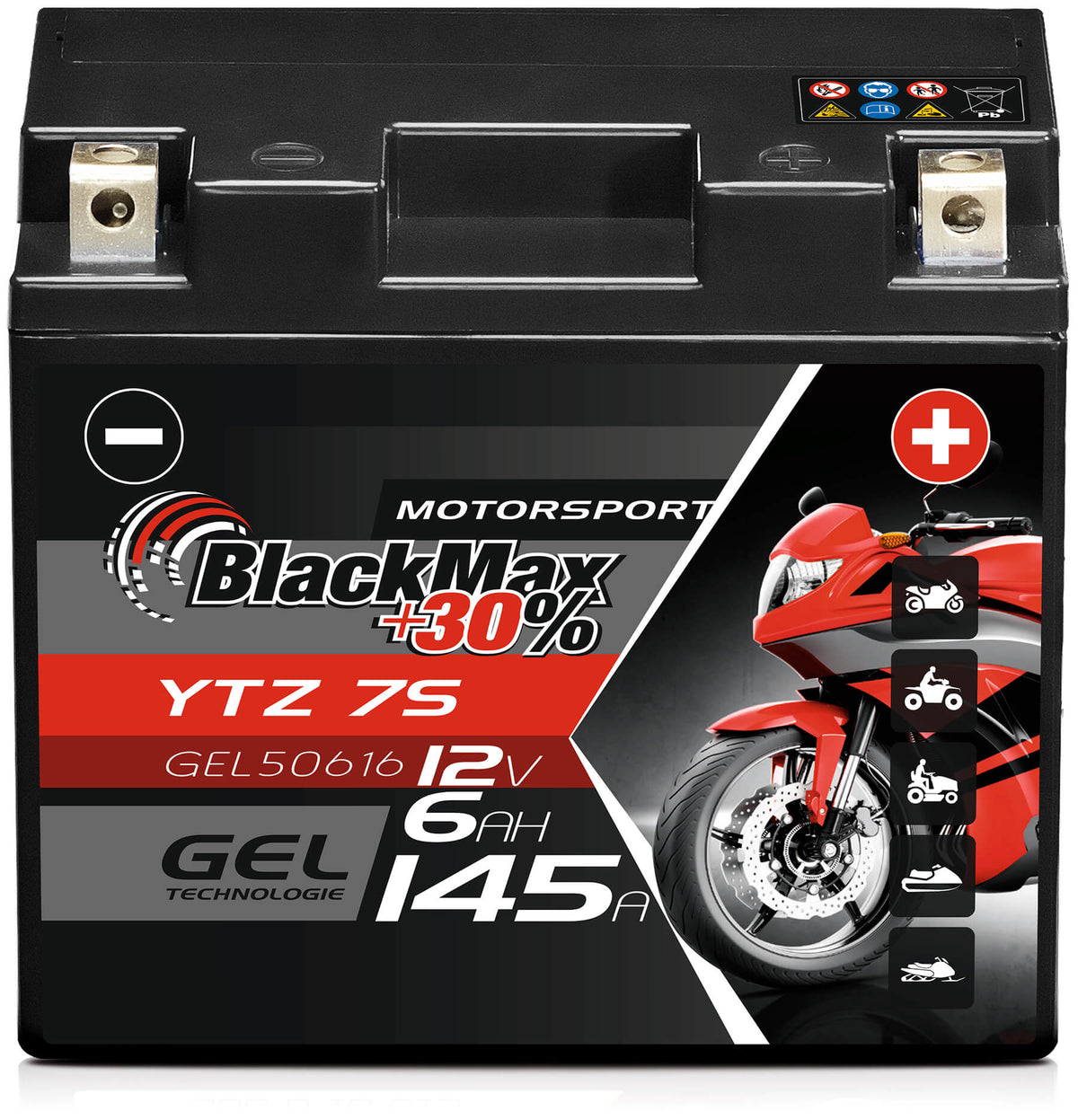 BlackMax GEL motor accu YTZ7S/ CTZ7S/ 50616