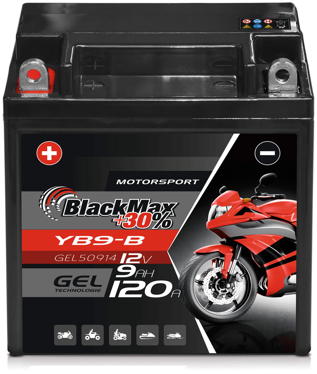 BlackMax GEL motor accu  YB9-4/ CB9-4/ CB9-B/ YB9-B/ 50914