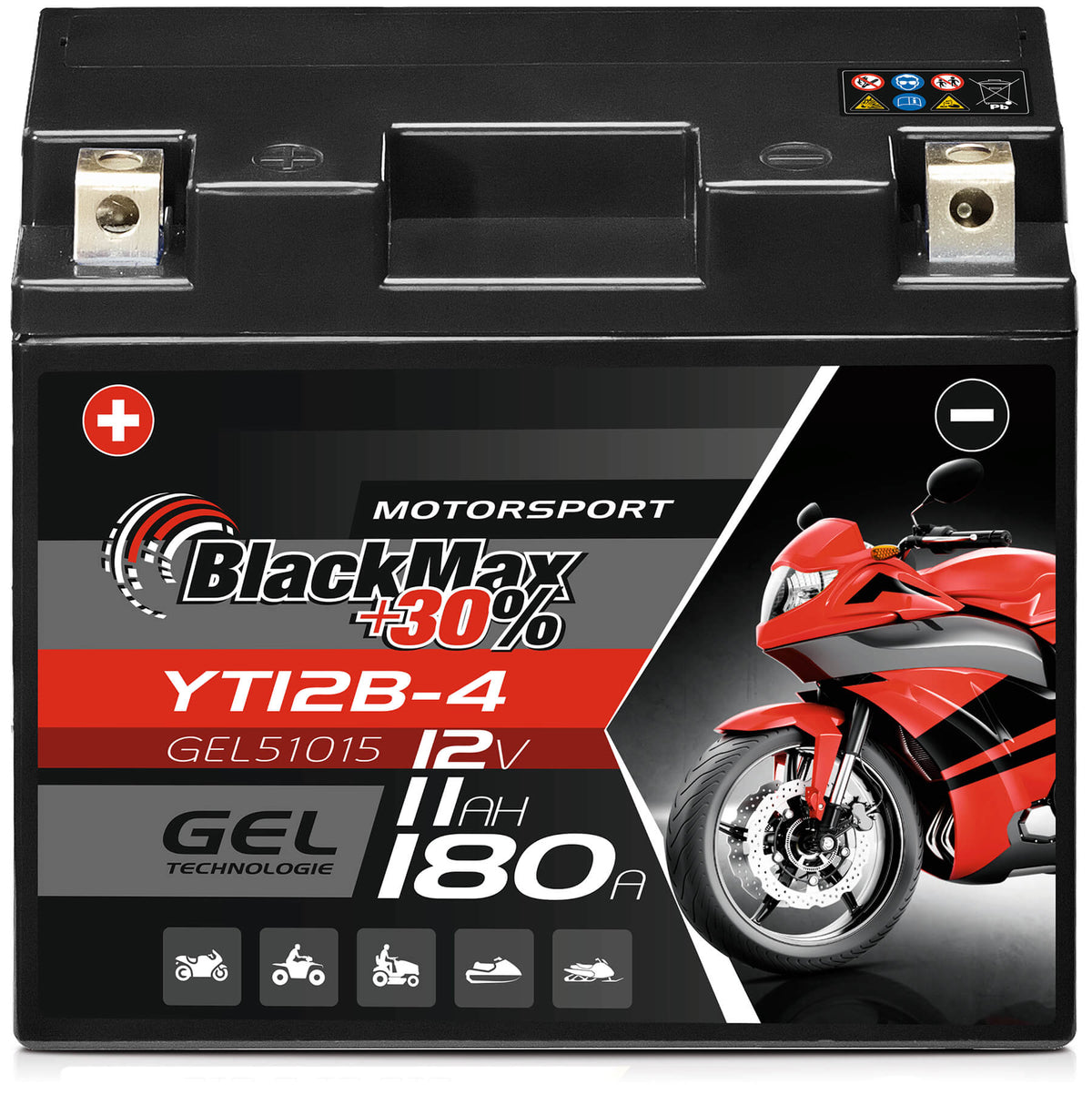BlackMax GEL motor accu YT12B-4 /CT12B-4/ 51015