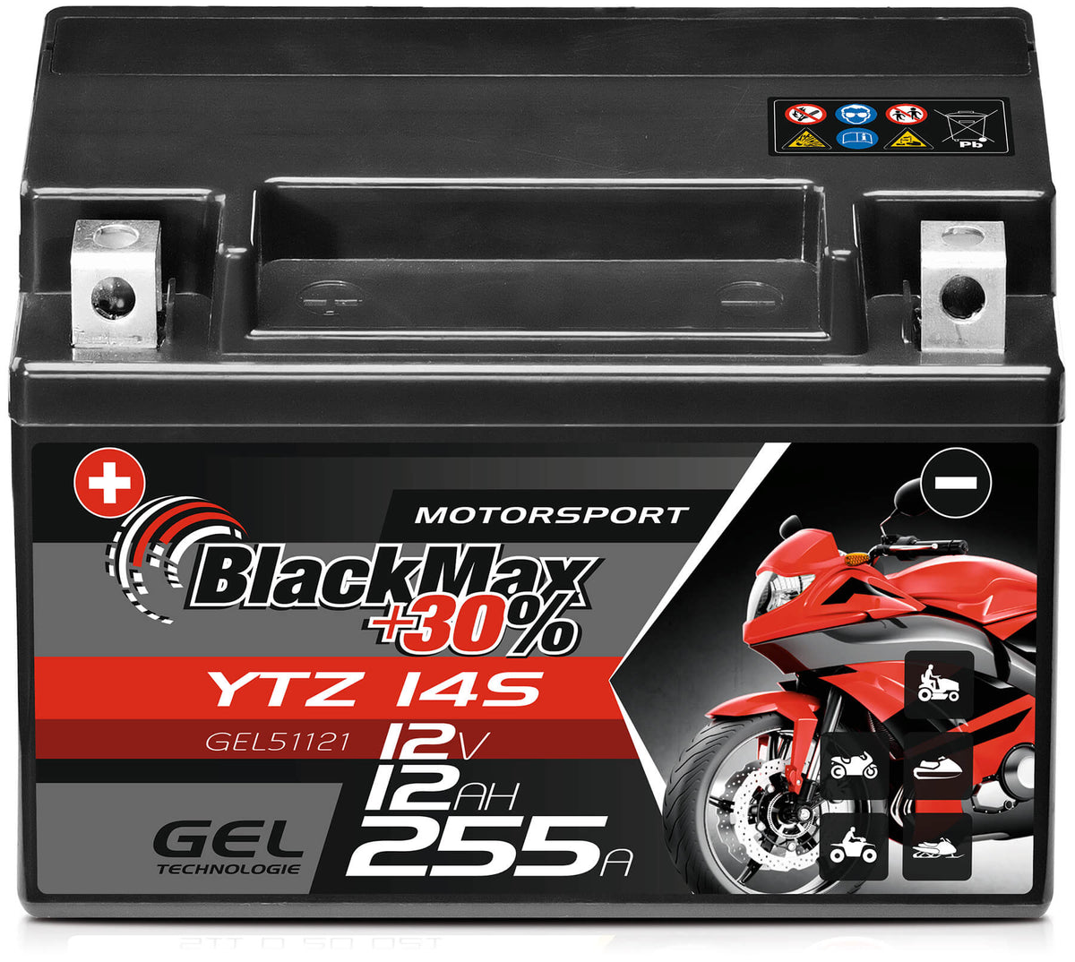 BlackMax GEL motor accu YTZ14S/ CTZ14S/ 51121
