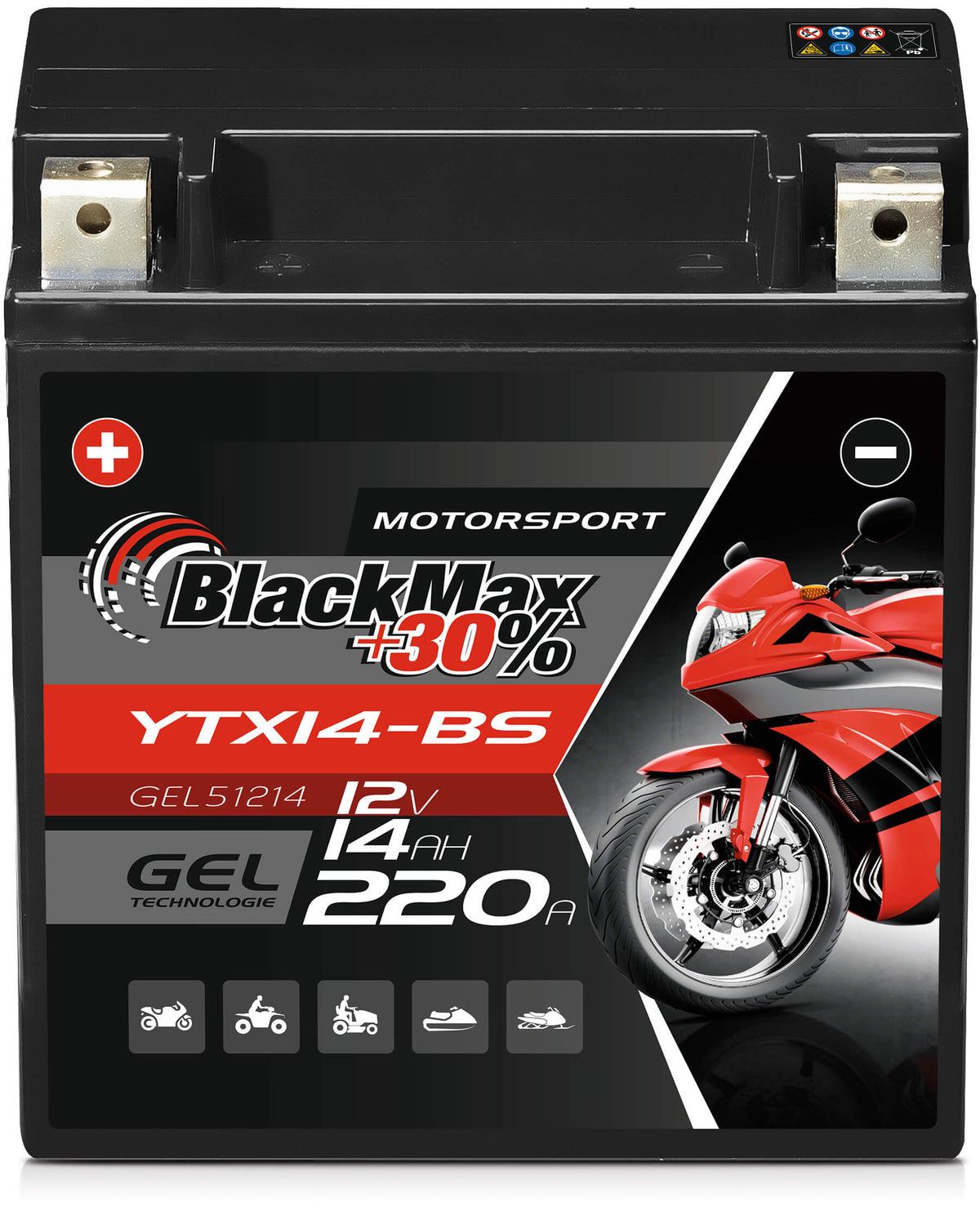 BlackMax GEL motor accu YTX14-BS/ CTX14-BS/ 51214
