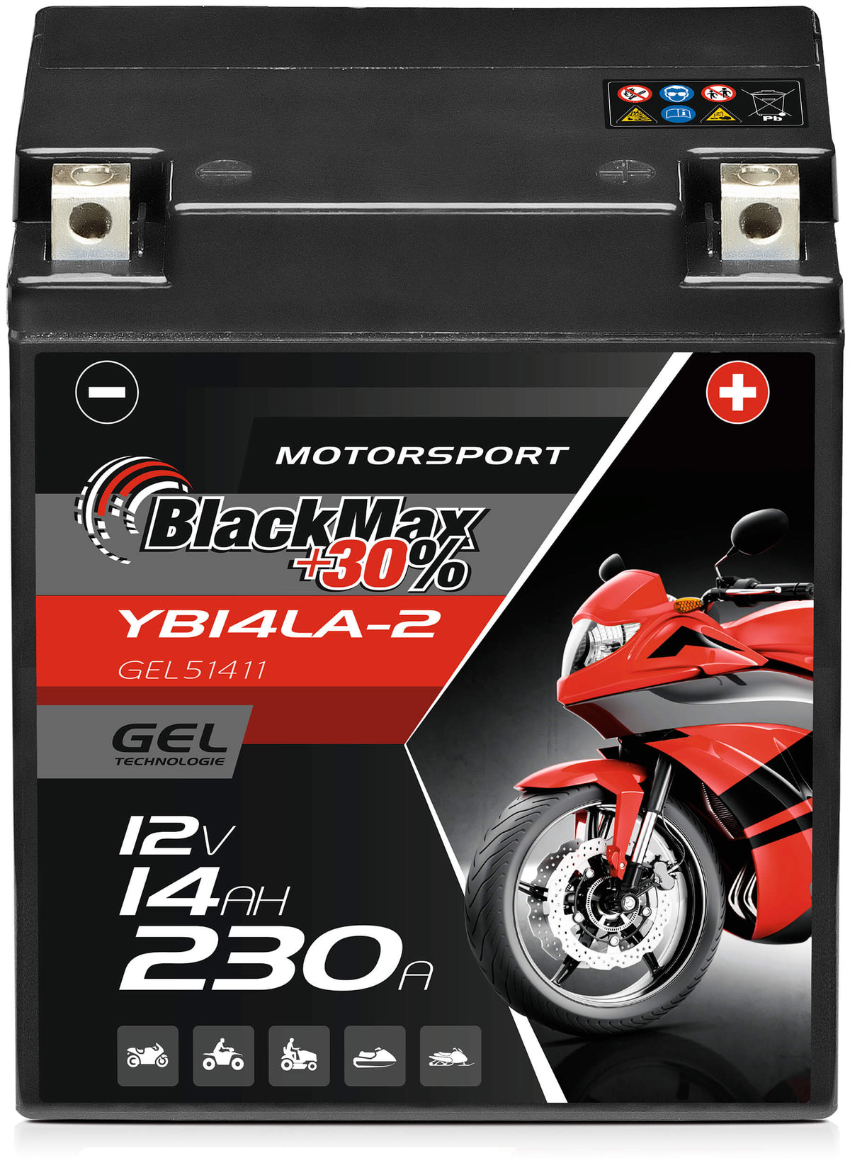 BlackMax GEL motor accu YB14L-A2 /CB14L-A2/ 51411