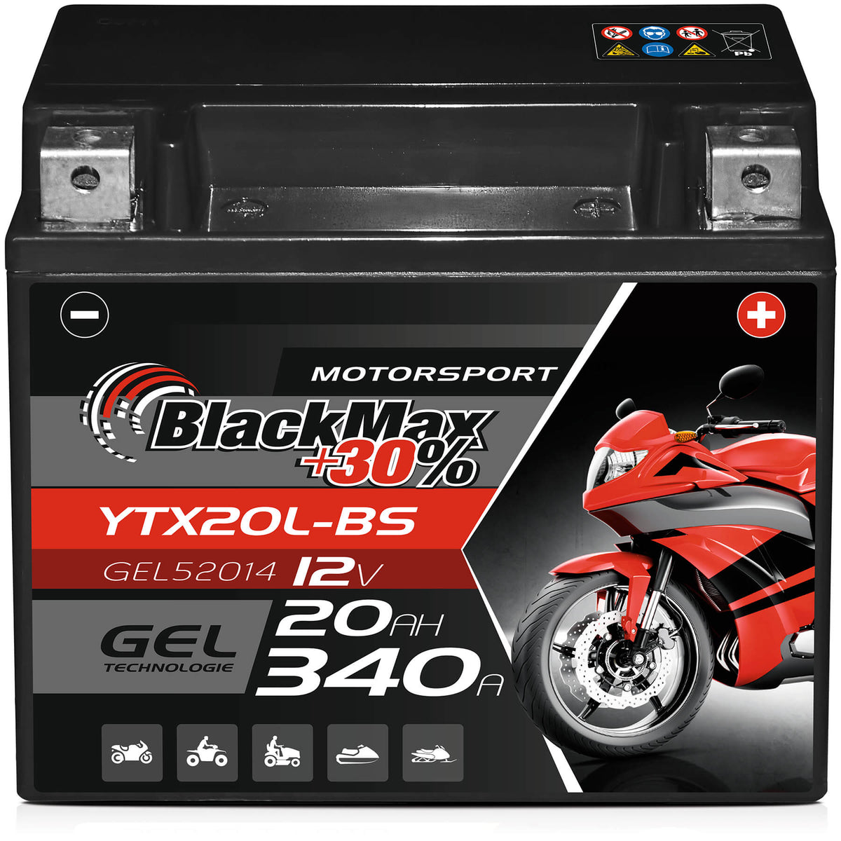 BlackMax GEL motor accu  YTX20L-BS/ CTX20L-BS/ 52014