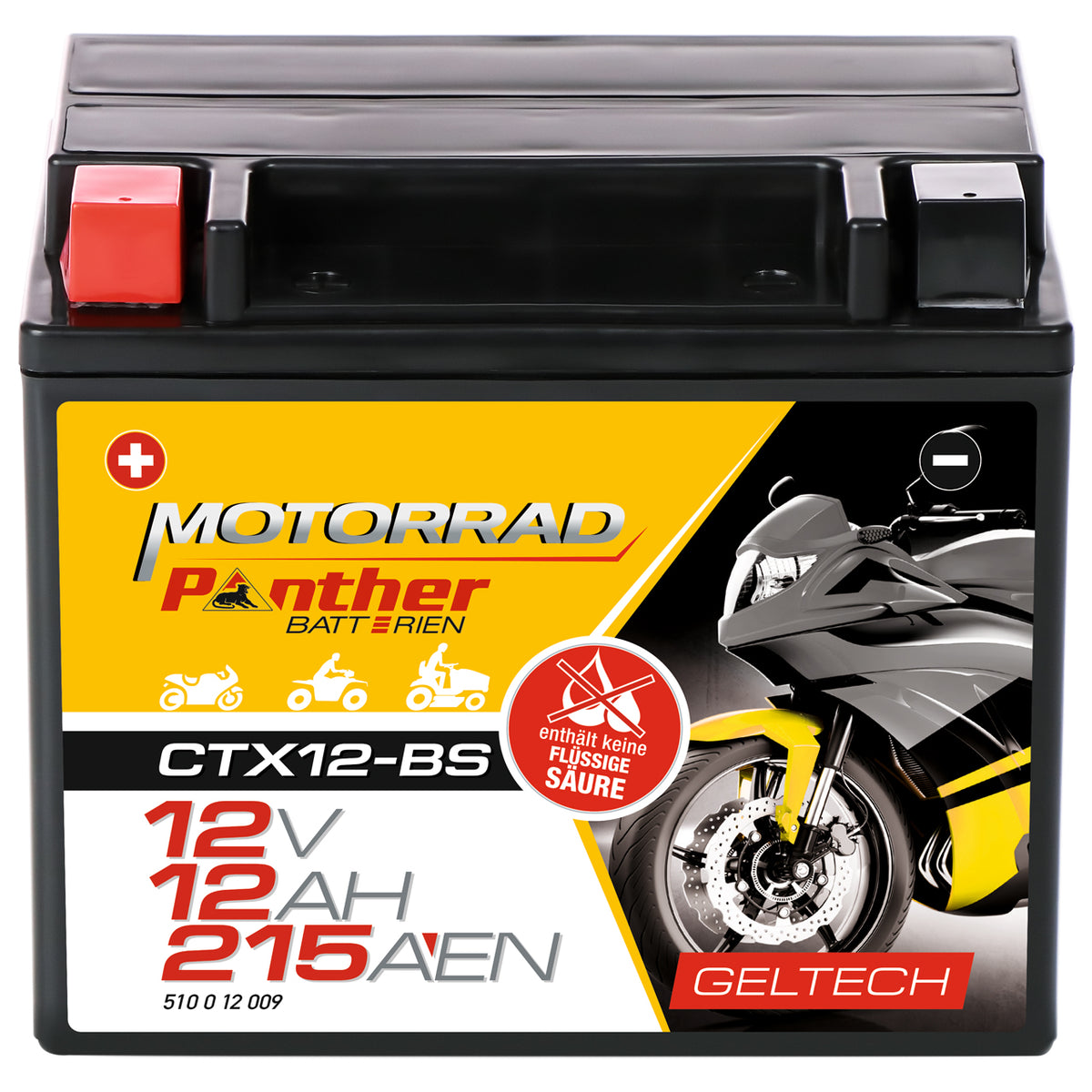 Panther GEL motor accu GEL YTX12-BS/ CTX12-BS/ 51012