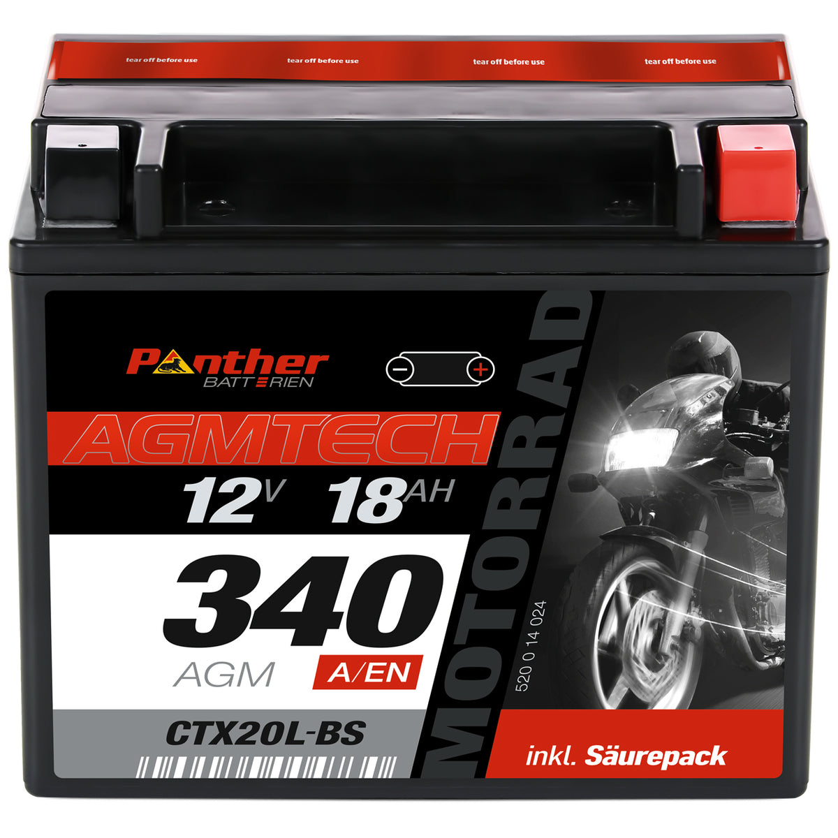 Panther AGM motor accu YTX20L-BS/ CTX20L-BS/ 52014