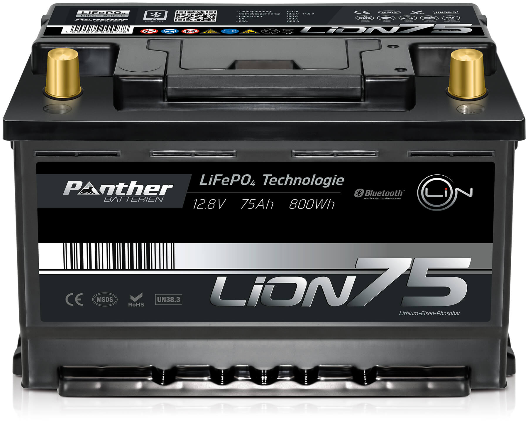 Reis uitlaat Vlek Panther Lion75 lithium LiFePO4 75AH accu – Accu Totaal Center